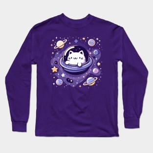Cat in Space T-Shirt: Meow Your Way to the Stars! Long Sleeve T-Shirt